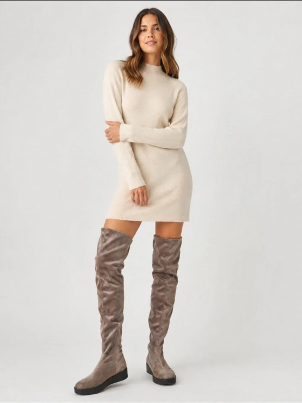 FitFlop Over the Knee Suede Boots Brown Taupe US 10 Comfort Sole